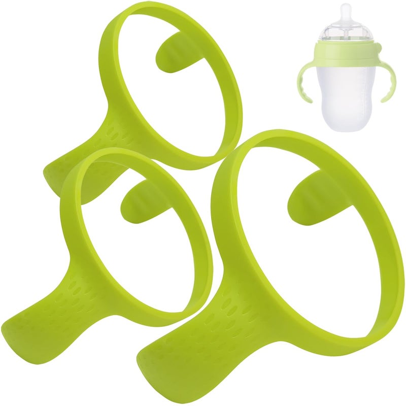 ROMIRUS Easy Grip Bottle Handles Compatible with Comotomo Baby Feeding Bottle (3 Green) - Image 1